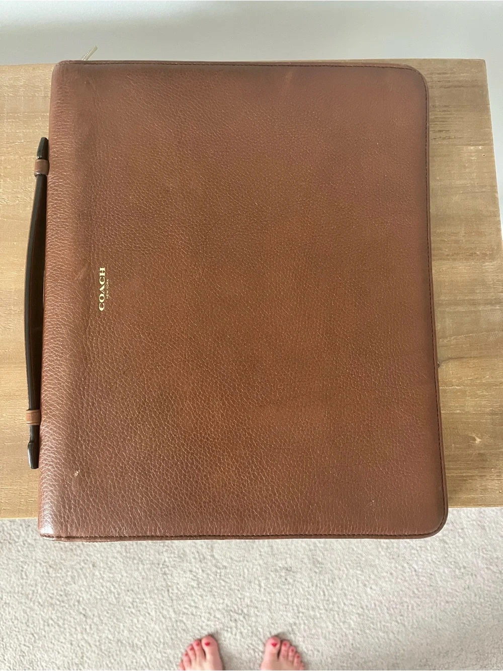 Coach Brown Leather Zip Portfolio Briefcase